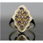 UNIQUE 14K SOLID YELLOW GOLD ROUND AMETHYST GEMSTONE CLUSTER COCKTAIL RING ~