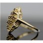 UNIQUE 14K SOLID YELLOW GOLD ROUND AMETHYST GEMSTONE CLUSTER COCKTAIL RING ~