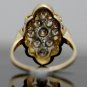 UNIQUE 14K SOLID YELLOW GOLD ROUND AMETHYST GEMSTONE CLUSTER COCKTAIL RING ~