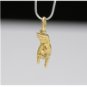 SOLID ITALIAN 18K YELLOW GOLD ROCK & ROLL / ROCK ON HAND SIGN 3D PENDANT / CHARM