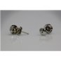 18K WHITE GOLD 1.09CT ROUND DIAMOND HALO STUD EARRINGS & MECAN ALPHA BACKS ~ NEW