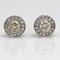 18K WHITE GOLD 1.09CT ROUND DIAMOND HALO STUD EARRINGS & MECAN ALPHA BACKS ~ NEW