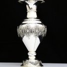 MAGNIFICENT 925 STERLING SILVER INTRICATE REPOUSSE FLORAL MOTIF FLOWER VASE ~NEW
