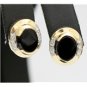 PRETTY 14K SOLID YELLOW GOLD 3.02 TCW BLACK ONYX & DIAMOND ESTATE STUD EARRINGS