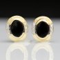 PRETTY 14K SOLID YELLOW GOLD 3.02 TCW BLACK ONYX & DIAMOND ESTATE STUD EARRINGS