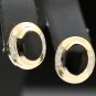 PRETTY 14K SOLID YELLOW GOLD 3.02 TCW BLACK ONYX & DIAMOND ESTATE STUD EARRINGS