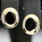 PRETTY 14K SOLID YELLOW GOLD 3.02 TCW BLACK ONYX & DIAMOND ESTATE STUD EARRINGS