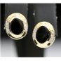 PRETTY 14K SOLID YELLOW GOLD 3.02 TCW BLACK ONYX & DIAMOND ESTATE STUD EARRINGS