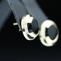 PRETTY 14K SOLID YELLOW GOLD 3.02 TCW BLACK ONYX & DIAMOND ESTATE STUD EARRINGS