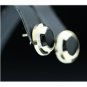 PRETTY 14K SOLID YELLOW GOLD 3.02 TCW BLACK ONYX & DIAMOND ESTATE STUD EARRINGS