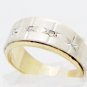 UNIQUE 14K TWO TONE WHITE & YELLOW GOLD THREE DIAMOND ANNIVERSARY MENS BAND S7.5