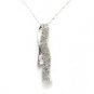 10K SOLID WHITE GOLD & DIAMOND PAVE RIBBON DROP PENDANT & 18" NECKLACE ~STUNNING