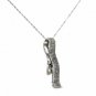 10K SOLID WHITE GOLD & DIAMOND PAVE RIBBON DROP PENDANT & 18" NECKLACE ~STUNNING