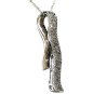 10K SOLID WHITE GOLD & DIAMOND PAVE RIBBON DROP PENDANT & 18" NECKLACE ~STUNNING
