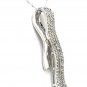 10K SOLID WHITE GOLD & DIAMOND PAVE RIBBON DROP PENDANT & 18" NECKLACE ~STUNNING