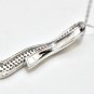 10K SOLID WHITE GOLD & DIAMOND PAVE RIBBON DROP PENDANT & 18" NECKLACE ~STUNNING