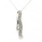 10K SOLID WHITE GOLD & DIAMOND PAVE RIBBON DROP PENDANT & 18" NECKLACE ~STUNNING