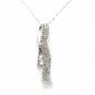 10K SOLID WHITE GOLD & DIAMOND PAVE RIBBON DROP PENDANT & 18" NECKLACE ~STUNNING