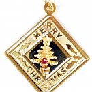 14K SOLID YELLOW GOLD MERRY CHRISTMAS CHARM / PENDANT ~ MINT COND'! ~ FREE S&H