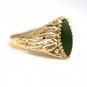 VINTAGE HANDMADE 10K SOLID YELLOW GOLD & 15X8MM JADE MARQUISE CABOSHON RING