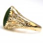 VINTAGE HANDMADE 10K SOLID YELLOW GOLD & 15X8MM JADE MARQUISE CABOSHON RING