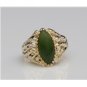 VINTAGE HANDMADE 10K SOLID YELLOW GOLD & 15X8MM JADE MARQUISE CABOSHON RING