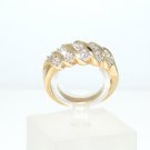 14k SOLID YELLOW GOLD ROUND DIAMOND SWIRL ANNIVERSARY / COCKTAIL BAND RING ~ NEW