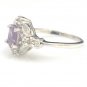 UNIQUE 10K WHITE GOLD SYNTHETIC OVAL AMETHYST CENTER & CZ ACCENTS RING ~FREE S&H