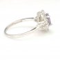 UNIQUE 10K WHITE GOLD SYNTHETIC OVAL AMETHYST CENTER & CZ ACCENTS RING ~FREE S&H