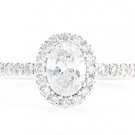 STUNNING 1.06 Ct GENUINE OVAL DIAMOND 14K WHITE GOLD HALO ENGAGEMENT RING D/SI1
