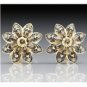 BEAUTIFUL 14K YELLOW GOLD SMOKEY TOPAZ CHOCOLATE DIAMONDS FLOWER ESTATE EARRINGS