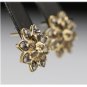 BEAUTIFUL 14K YELLOW GOLD SMOKEY TOPAZ CHOCOLATE DIAMONDS FLOWER ESTATE EARRINGS