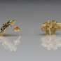 BEAUTIFUL 14K YELLOW GOLD SMOKEY TOPAZ CHOCOLATE DIAMONDS FLOWER ESTATE EARRINGS