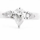 BEAUTIFUL PLATINUM 1.45 TCW PEAR SHAPED DIAMOND ENGAGEMENT RING ~H/SI1~ FREE S&H