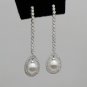 14K WHITE GOLD .68 CT NATURAL DIAMOND & PEARL DANGLE DROP EARRINGS - STUNNING!