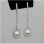 14K WHITE GOLD .68 CT NATURAL DIAMOND & PEARL DANGLE DROP EARRINGS - STUNNING!