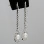 14K WHITE GOLD .68 CT NATURAL DIAMOND & PEARL DANGLE DROP EARRINGS - STUNNING!