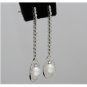 14K WHITE GOLD .68 CT NATURAL DIAMOND & PEARL DANGLE DROP EARRINGS - STUNNING!