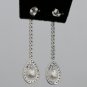 14K WHITE GOLD .68 CT NATURAL DIAMOND & PEARL DANGLE DROP EARRINGS - STUNNING!