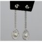 14K WHITE GOLD .68 CT NATURAL DIAMOND & PEARL DANGLE DROP EARRINGS - STUNNING!