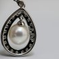 14K WHITE GOLD .68 CT NATURAL DIAMOND & PEARL DANGLE DROP EARRINGS - STUNNING!