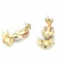 UNIQUE 14K YELLOW WHITE ROSE GOLD TRI COLOR FLOWER DESIGN EARRINGS ~ FREE S&H