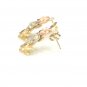 UNIQUE 14K YELLOW WHITE ROSE GOLD TRI COLOR FLOWER DESIGN EARRINGS ~ FREE S&H