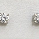 14K WHITE GOLD .60CT ROUND BRILLIANT SOLITAIRE DIAMOND STUD EARRINGS - STUNNING!