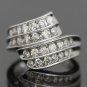 GORGEOUS 14K SOLID WHITE GOLD & 1.4 TCW DIAMOND WIDE MULTI LEVEL RING BAND