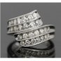 GORGEOUS 14K SOLID WHITE GOLD & 1.4 TCW DIAMOND WIDE MULTI LEVEL RING BAND