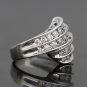 GORGEOUS 14K SOLID WHITE GOLD & 1.4 TCW DIAMOND WIDE MULTI LEVEL RING BAND