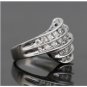 GORGEOUS 14K SOLID WHITE GOLD & 1.4 TCW DIAMOND WIDE MULTI LEVEL RING BAND