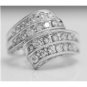 GORGEOUS 14K SOLID WHITE GOLD & 1.4 TCW DIAMOND WIDE MULTI LEVEL RING BAND