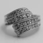 GORGEOUS 14K SOLID WHITE GOLD & 1.4 TCW DIAMOND WIDE MULTI LEVEL RING BAND